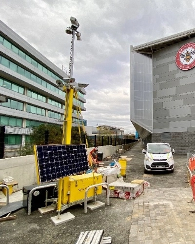 Solar CCTV Tower at Construction Site - Tall Thumb