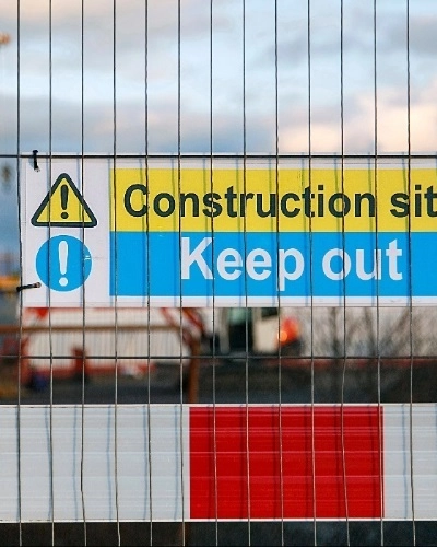 Construction Keep Out Sign - Tall Thumb