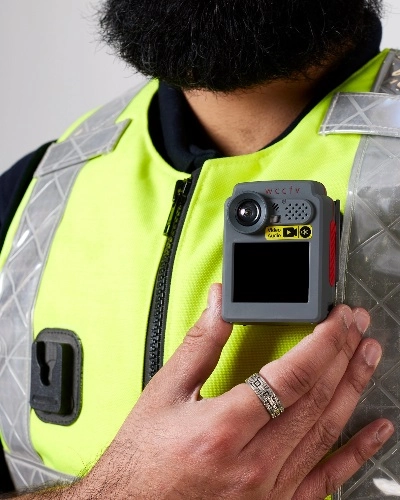 Security Guard Wearing Body Camera - Tall Thumb