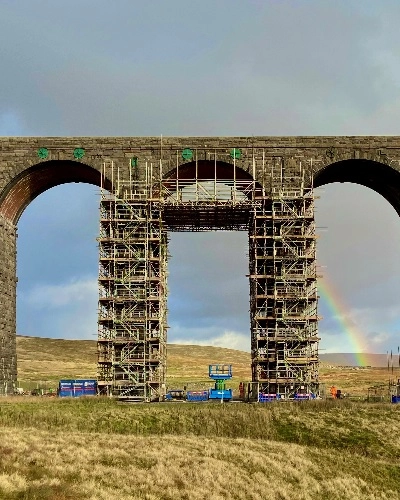 Ribblehead Viaduct Covered in Scaffolding