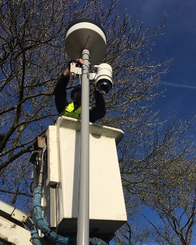 Council Worker Installing a WCCTV Redeployable Dome Camera - Thumbnail