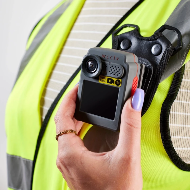 Female Guard Wearing WCCTV Body Camera