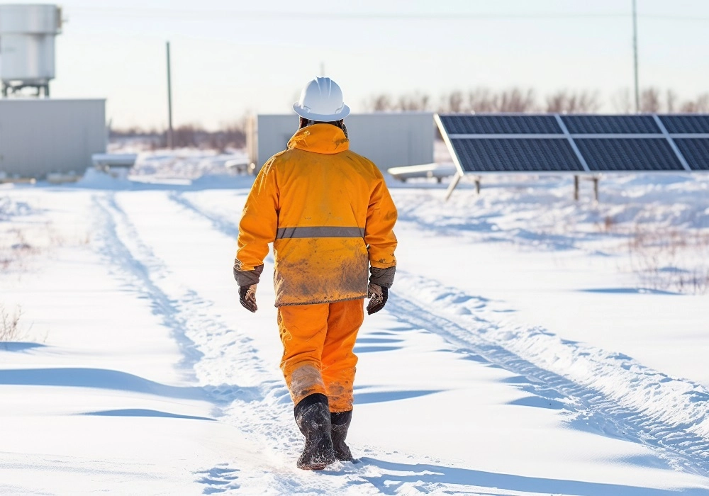 Construction Worker in the Snow