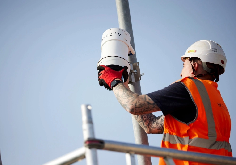 Engineer Installing a WCCTV Redeployable Camera