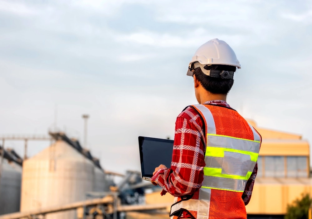 Construction Worker Overviewing a Site