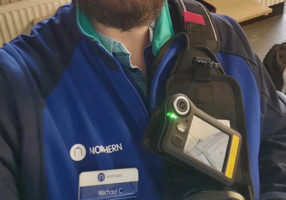 Northern Rail Worker Wearing Body Camera