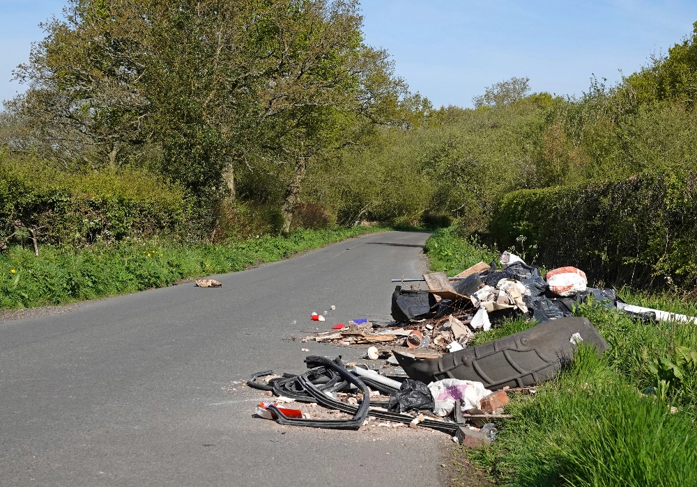 Country Road with Fly-Tipping Issues