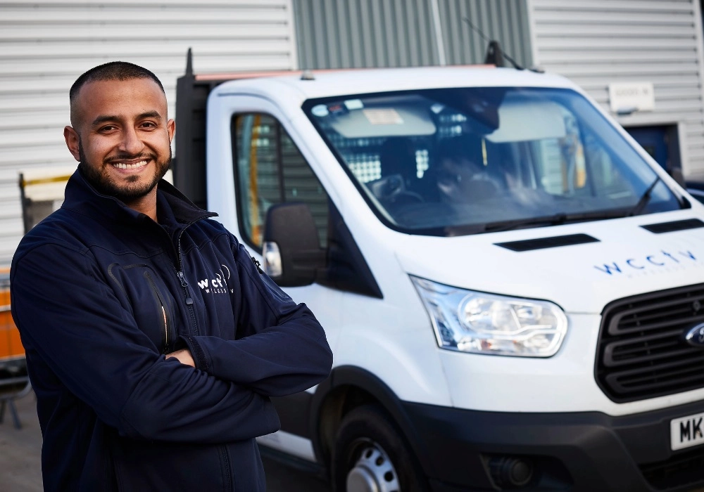 WCCTV Engineer Stood With Van