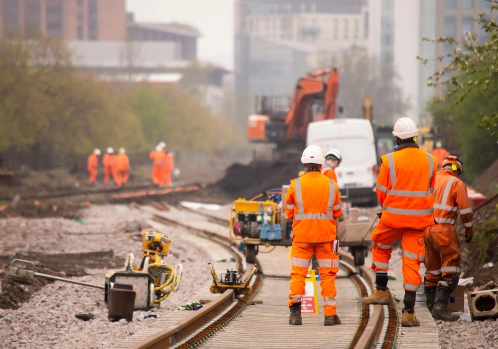 Rail Workers at a Construction Project